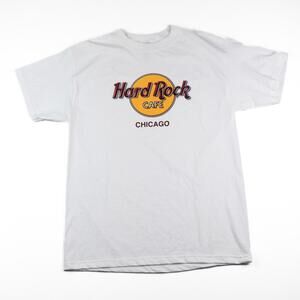 Vintage Hard Rock Cafe Chicago T-Shirt White 90s Logo Graphic Men’s Large